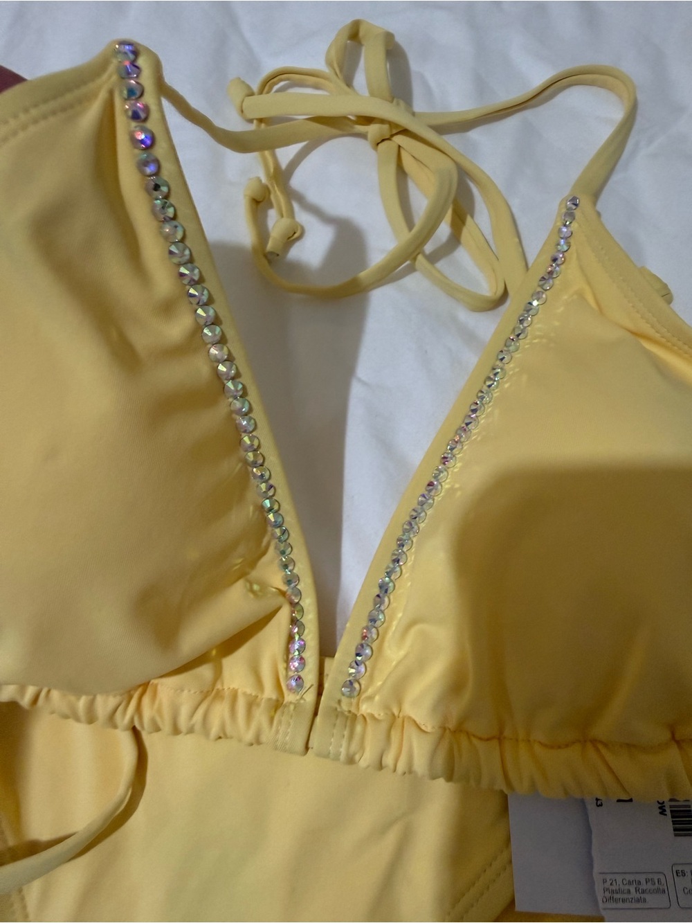💛 Yellow Rhinestone Bikini – Size M ✨ - Picture 2 of 4